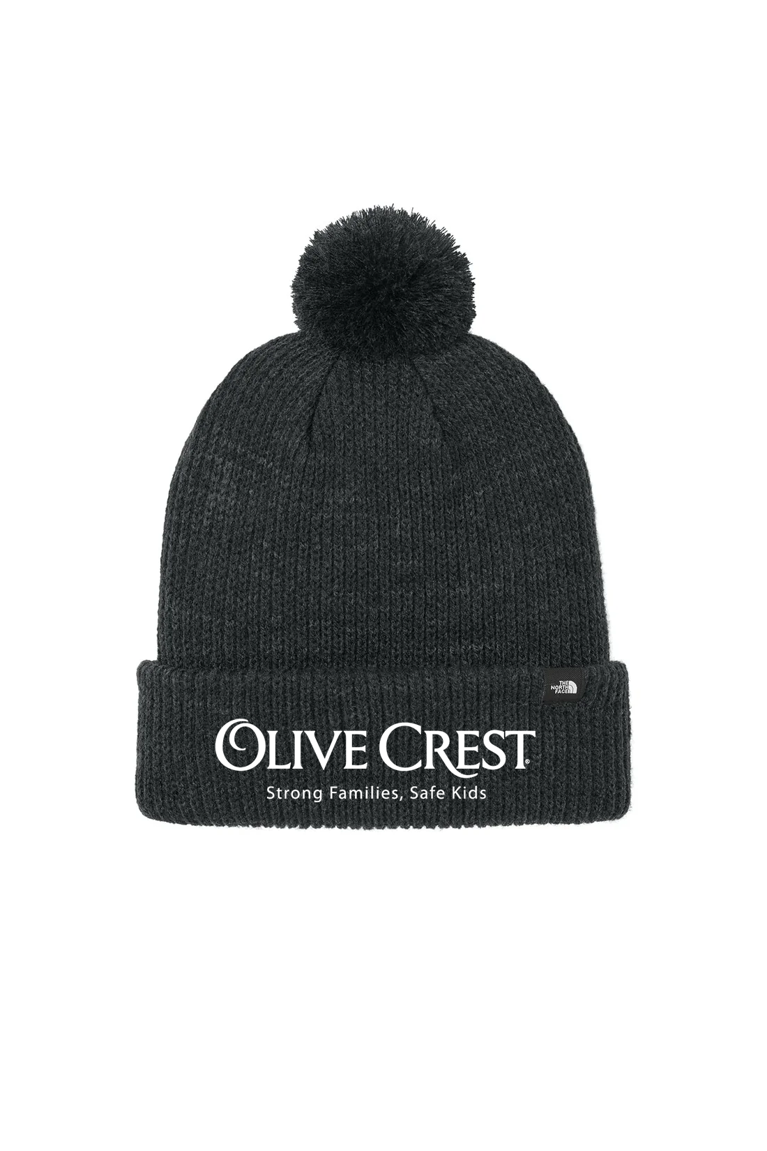 The North Face Pom Beanie, TNF Black Heather [Olive Crest]