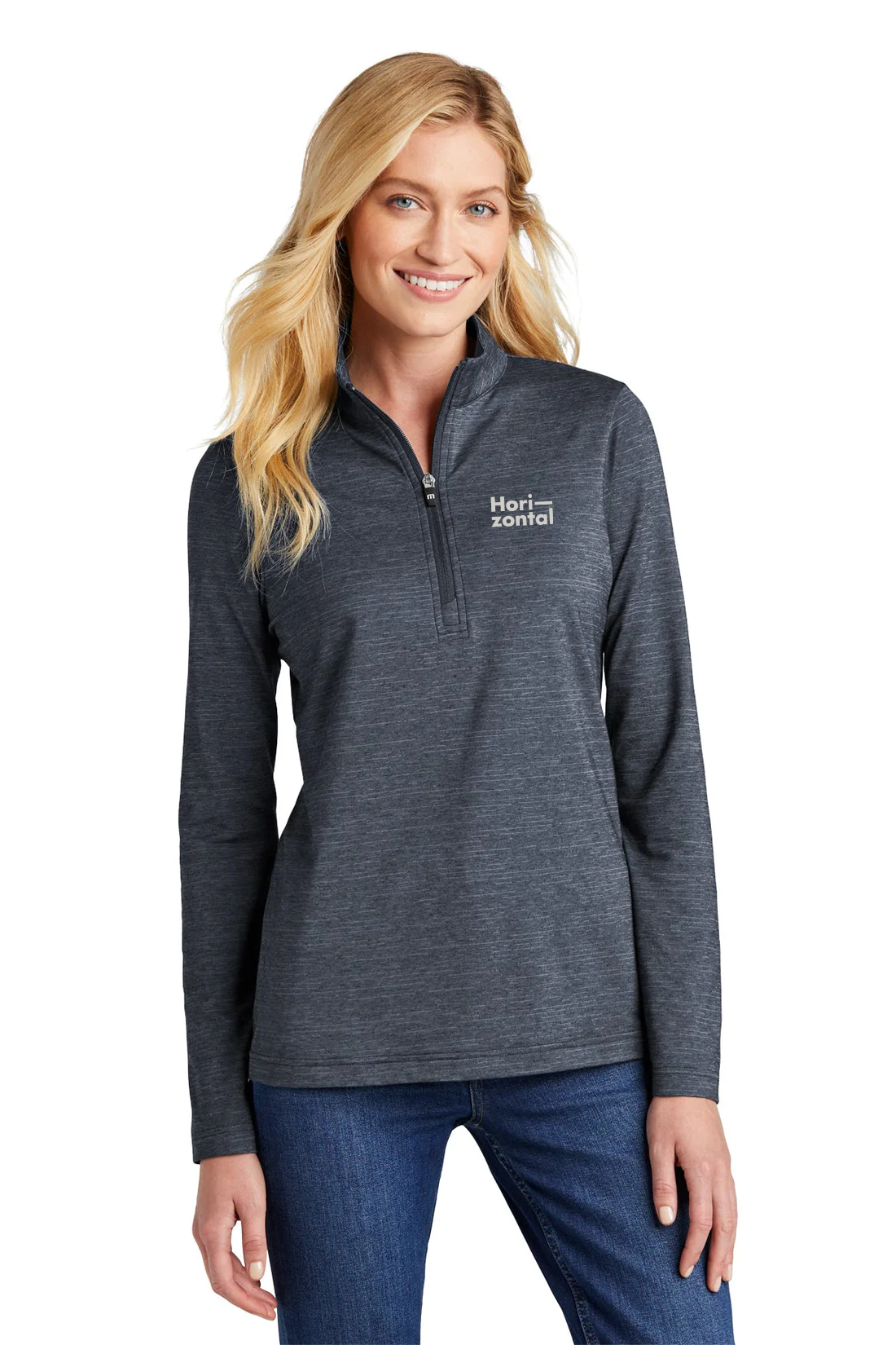 TravisMathew Ladies Crestview 1/4-Zip, Vintage Indigo Heather [Horizontal Talent]