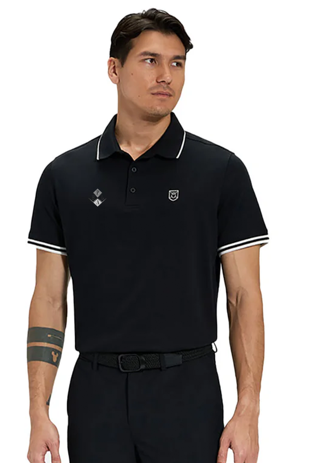 Ghost Golf Spectator Tipped Collar Polo, Black [PBLA Surveying INC]