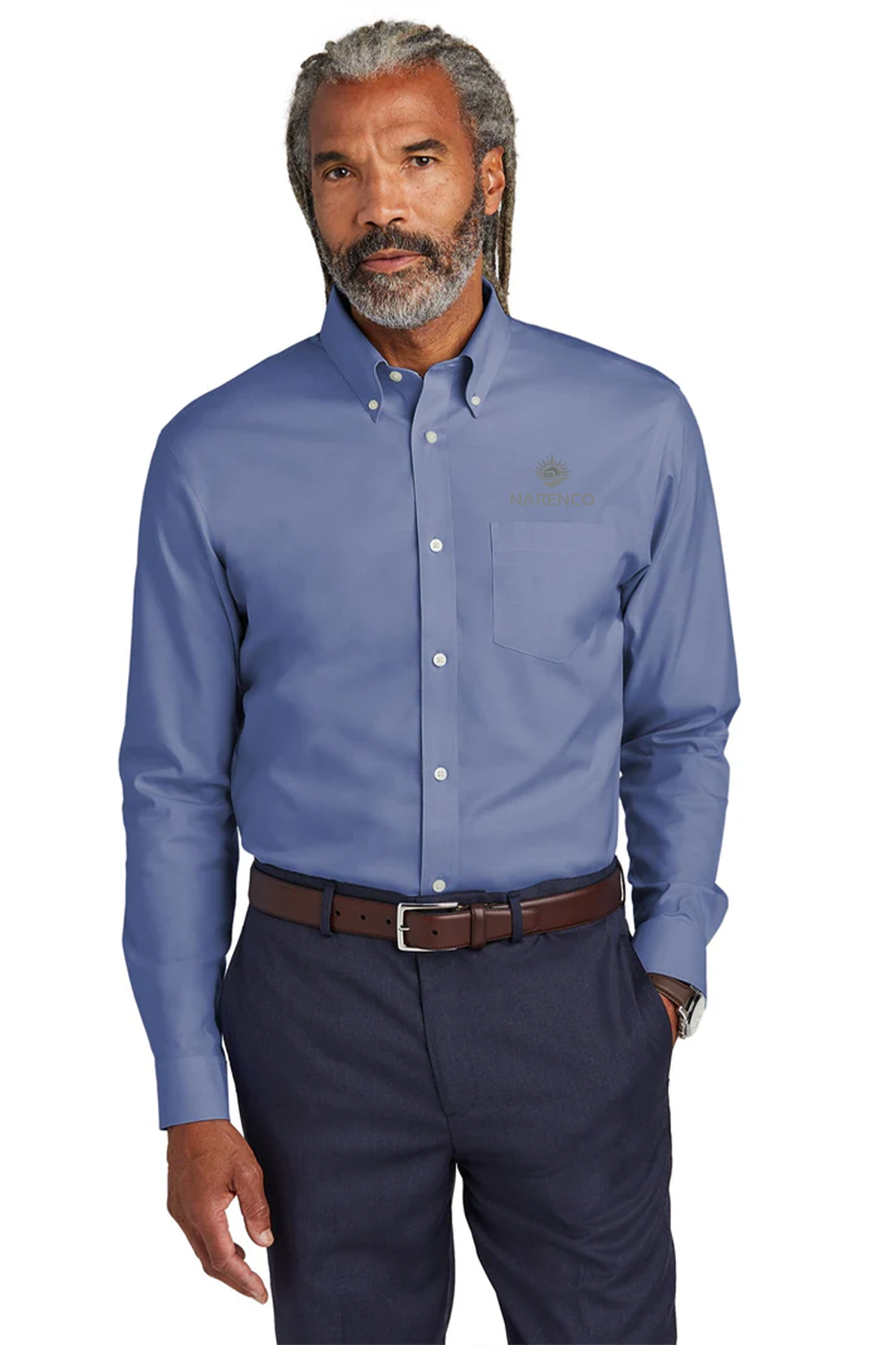 Brooks Brothers Wrinkle-Free Stretch Pinpoint Shirt, Cobalt Blue [NARENCO]