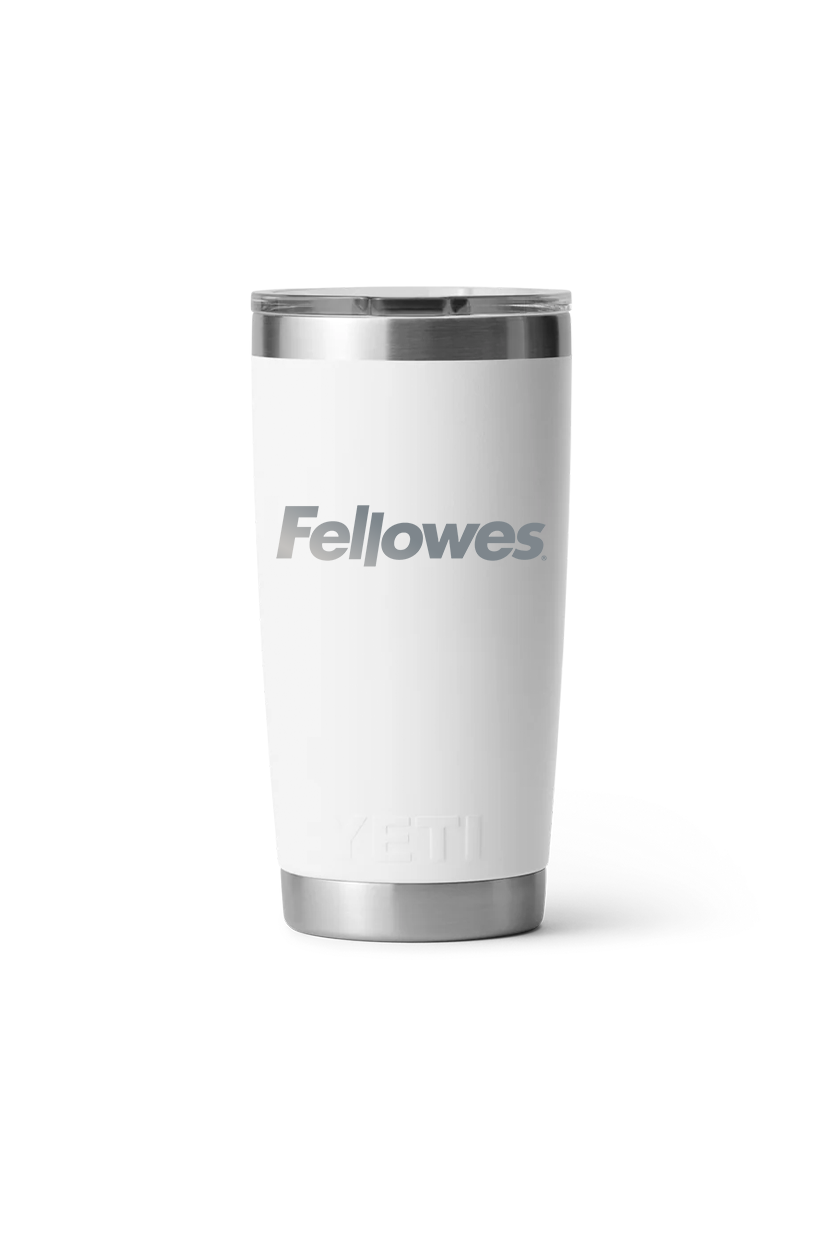 YETI 20 Oz Tumbler with Magslider Lid, White [Fellowes Brands]