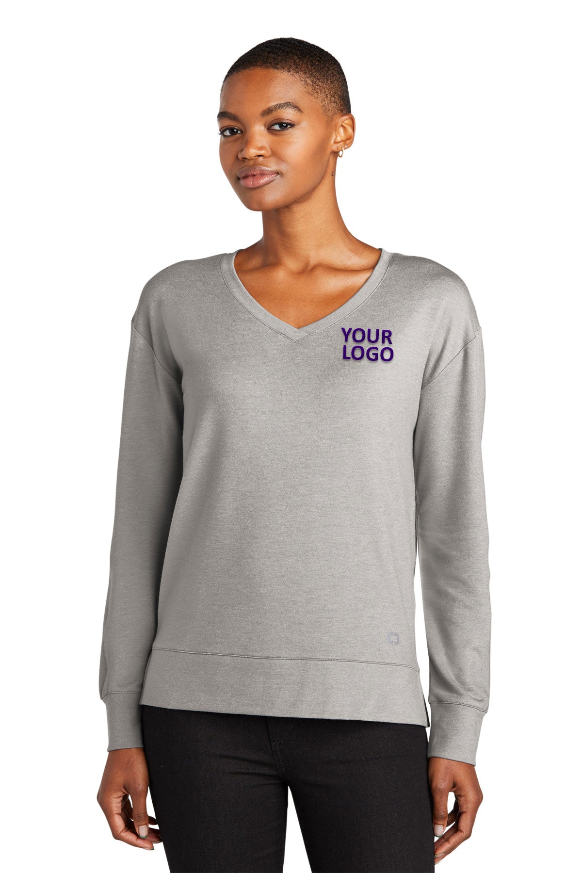 OGIO Ladies Luuma Long Sleeve Custom V-Necks, Petrol Grey [Orpical Technology Solutions]