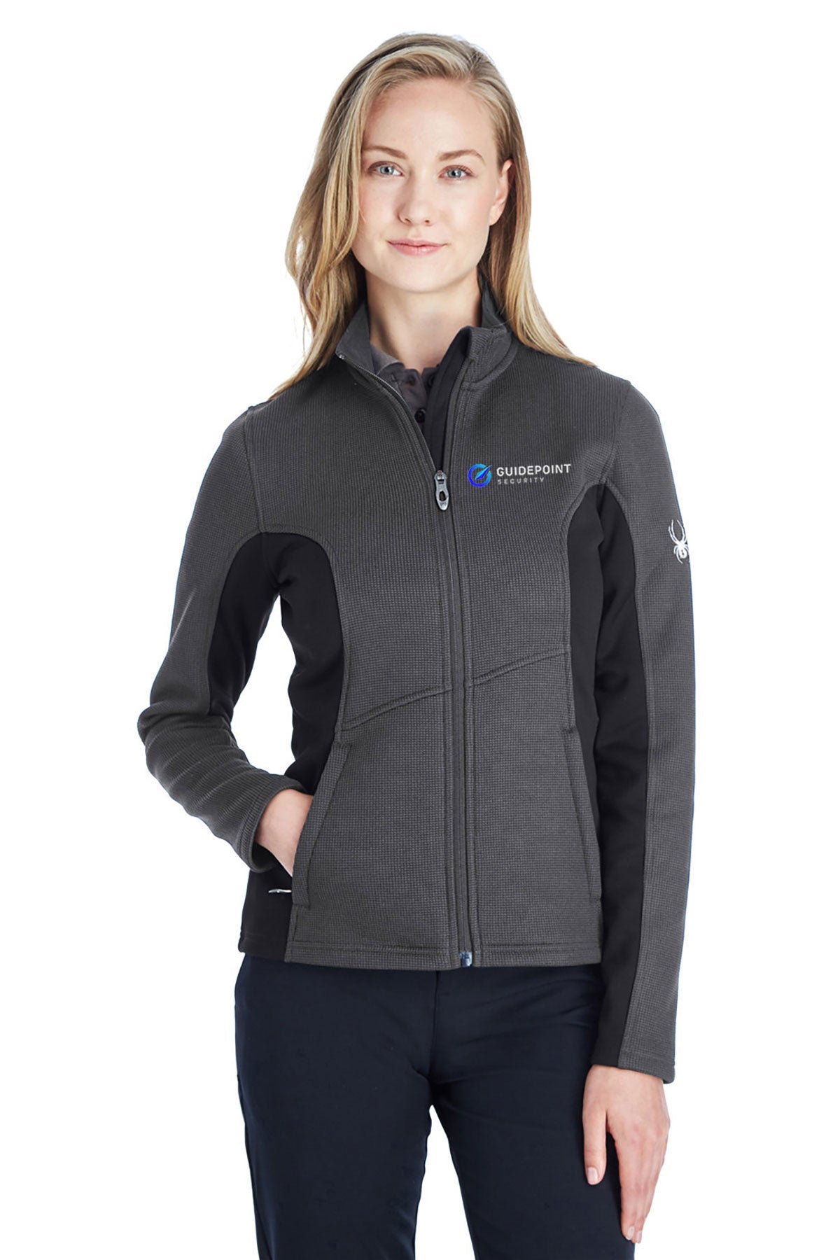 Spyder Ladies Constant Full Zip Sweaters, Fleece Polar/ Blk/ Wht [GuidePoint Security]