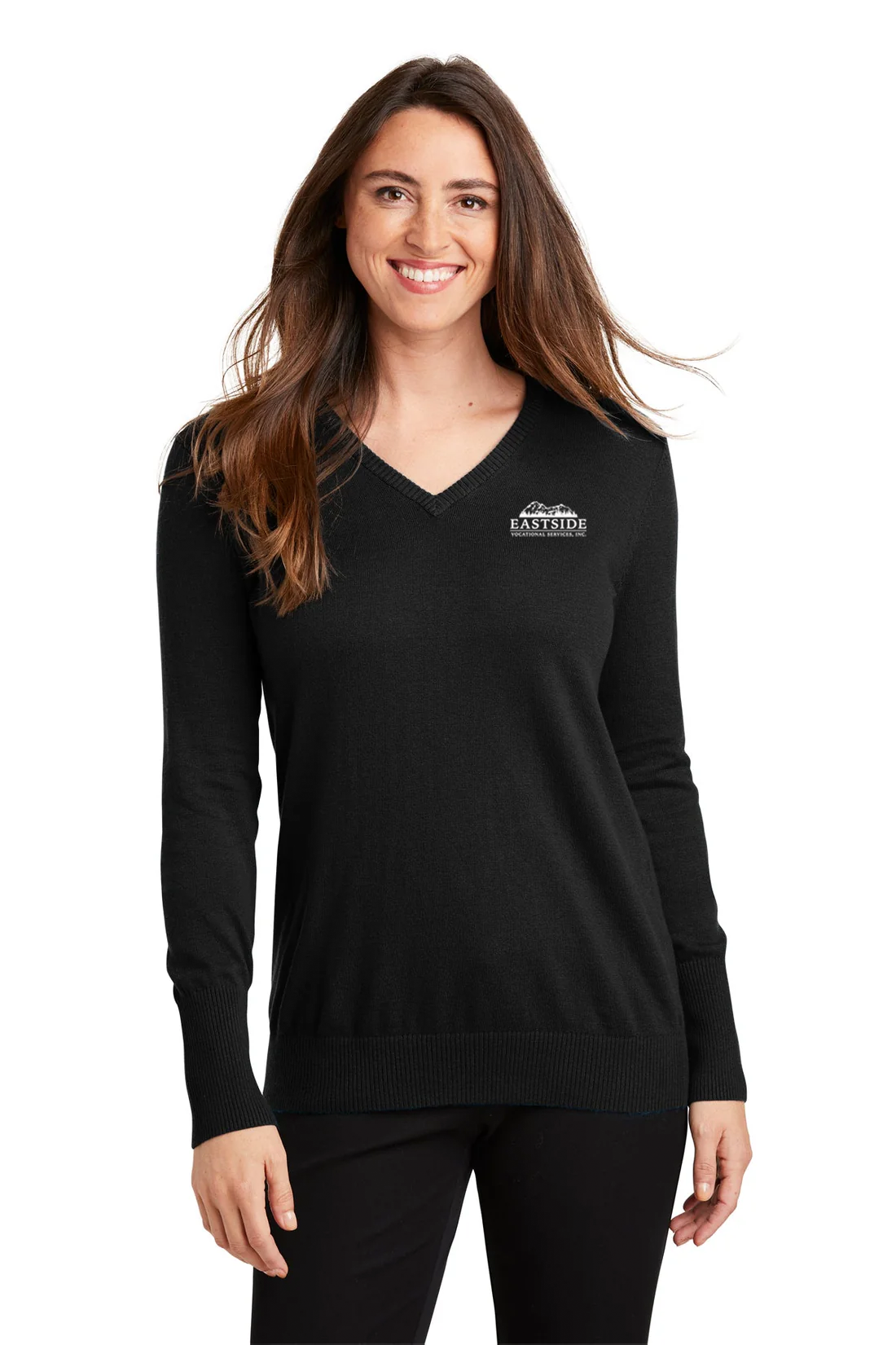 Port Authority Ladies V-Neck Sweater, Black [Eastside Vocational Services, Inc.]