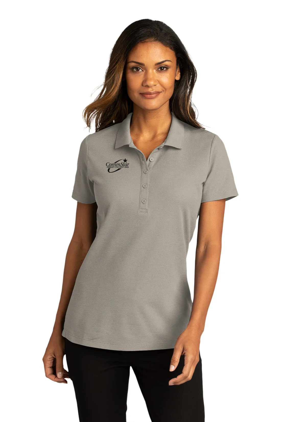 Port Authority Womens SuperPro React Polo, Gusty Grey [CommStar Credit Union]
