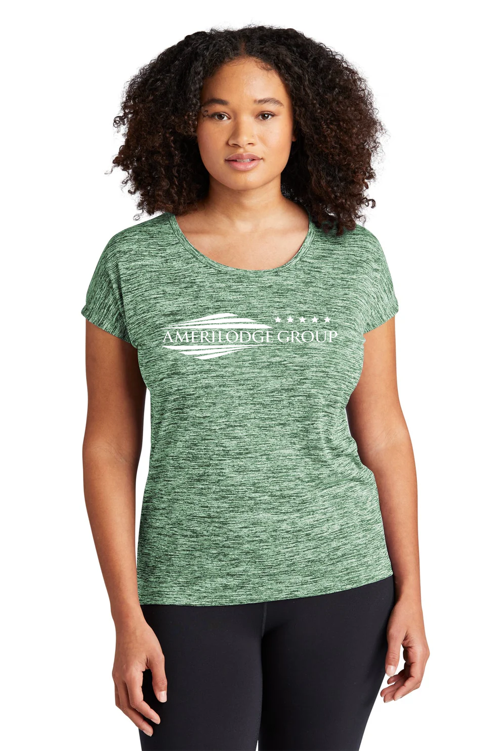 Sport-Tek Ladies PosiCharge Electric Heather Sporty Tee, Forest Green Electric [AMERILODGE GROUP]