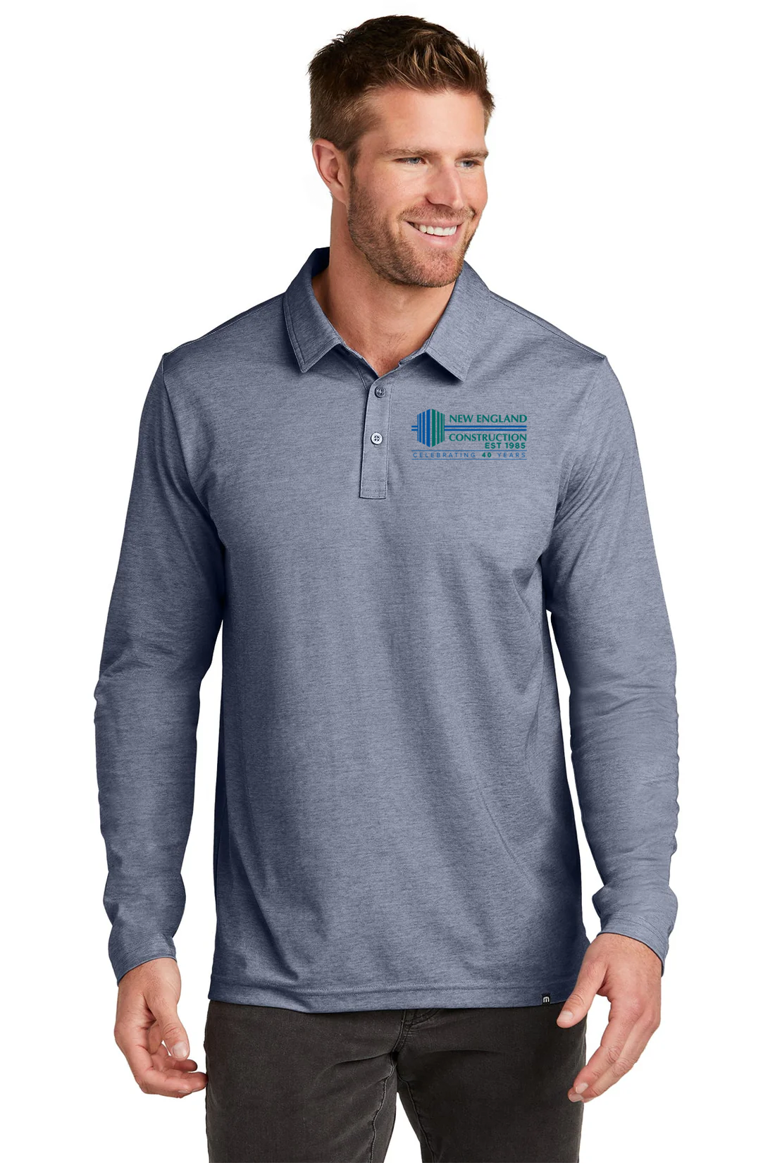 TravisMathew Oceanside Long Sleeve Polo, Blue Nights Heather [New England Construction]