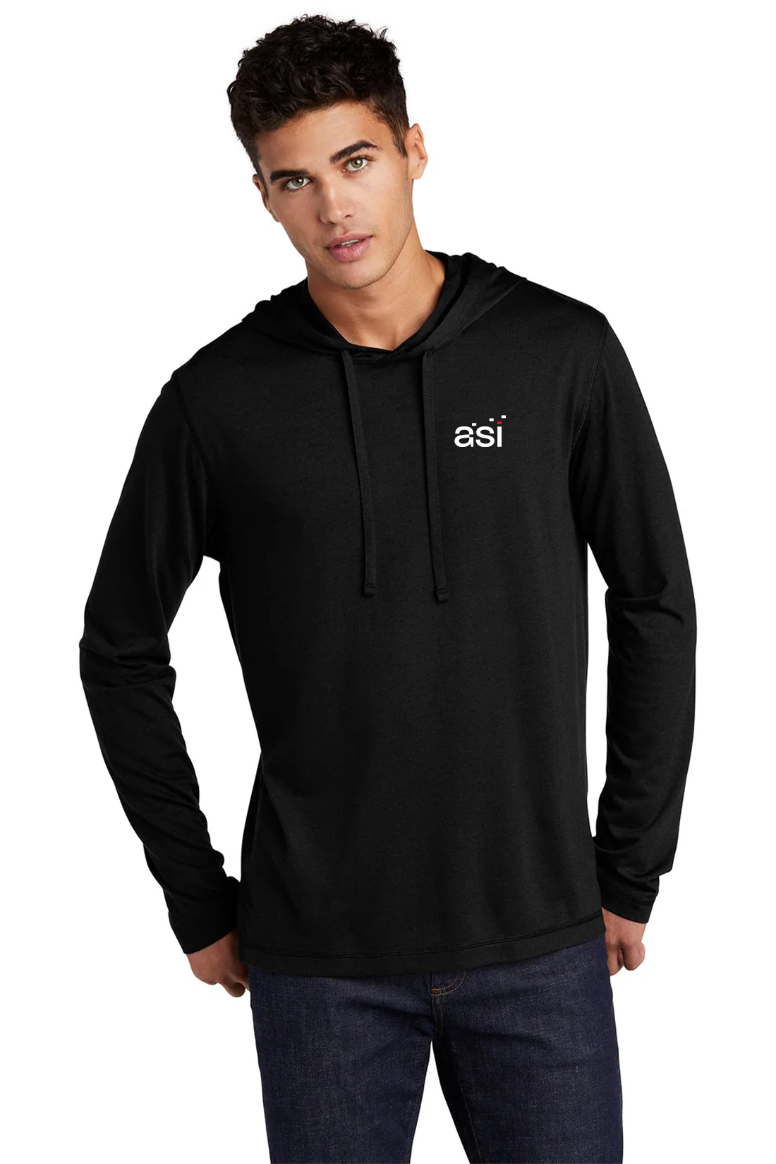Sport-Tek PosiCharge Tri-Blend Wicking Long Sleeve Hoodie, Black Triad Solid [ASI]