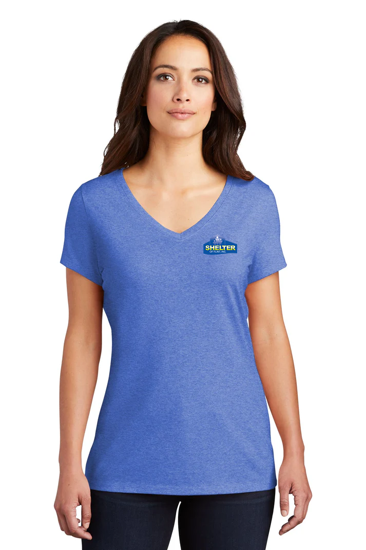 District Womens Perfect Tri V-Neck Tee, Royal Frost [Shelter of Flint]