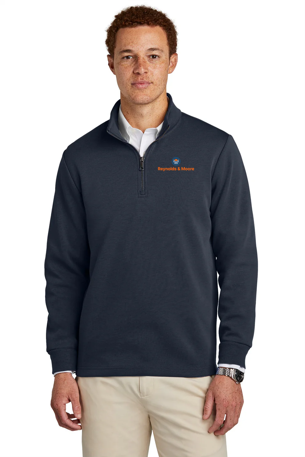 Brooks Brothers Double-Knit 1/4-Zip, Night Navy - Embroidery [Reynolds and Moore]