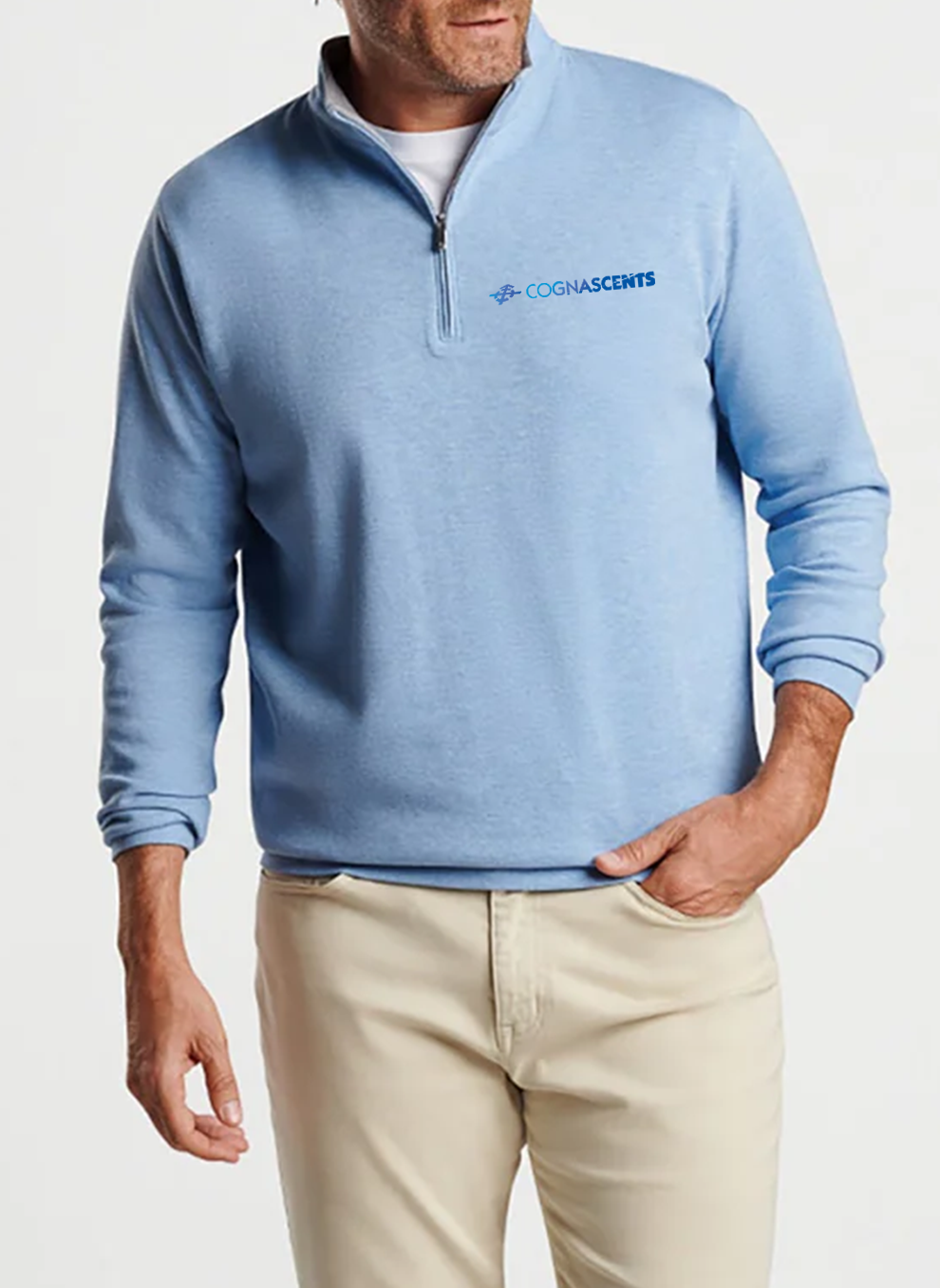 Peter Millar Crown Comfort Quarter-Zip, Cottage Blue [Cognascents Consulting Group]