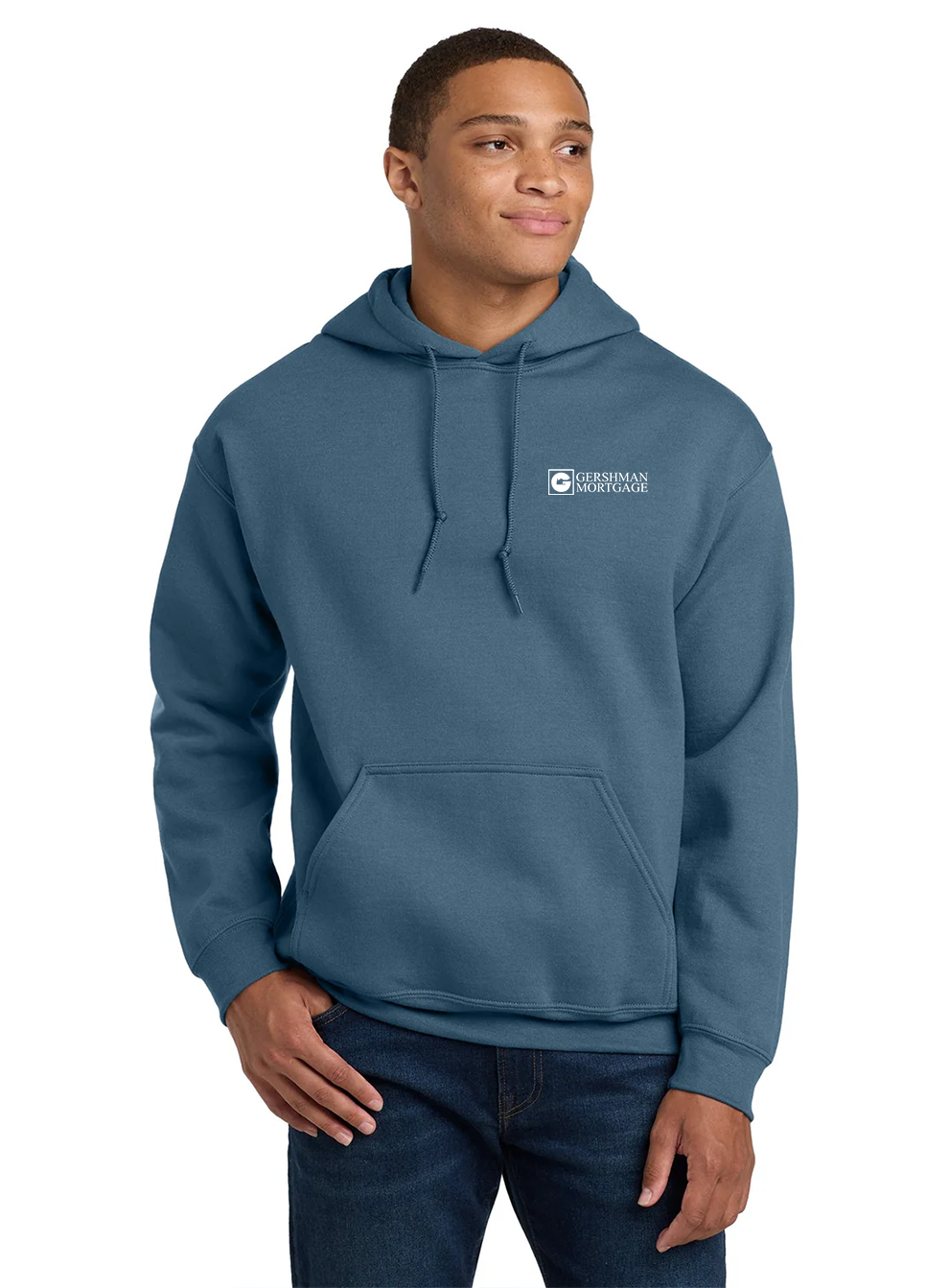 Gildan Heavy Blend Hooded Sweatshirt Indigo Blue [Gershman Mortgage]