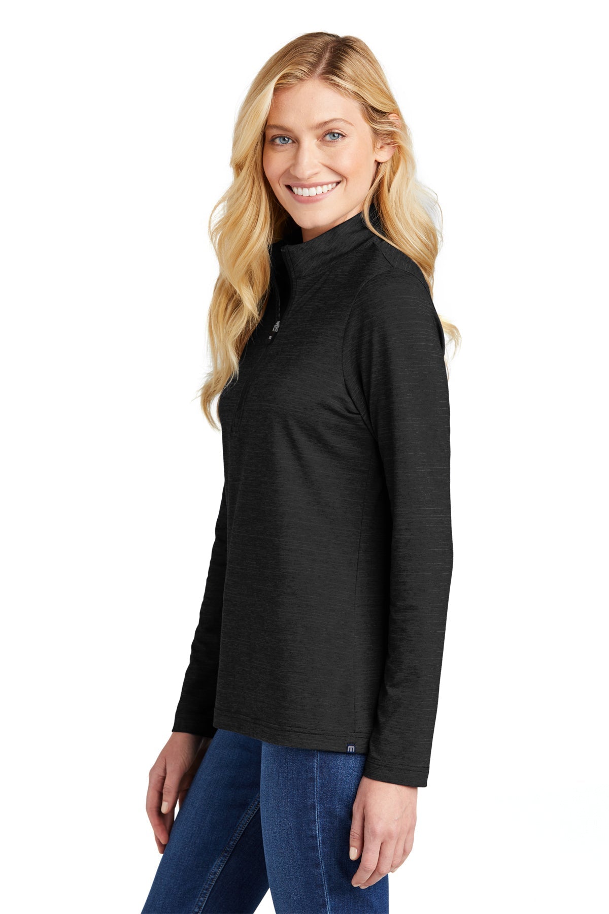 TravisMathew Ladies Crestview 1/4-Zip Black [Horizontal Talent]