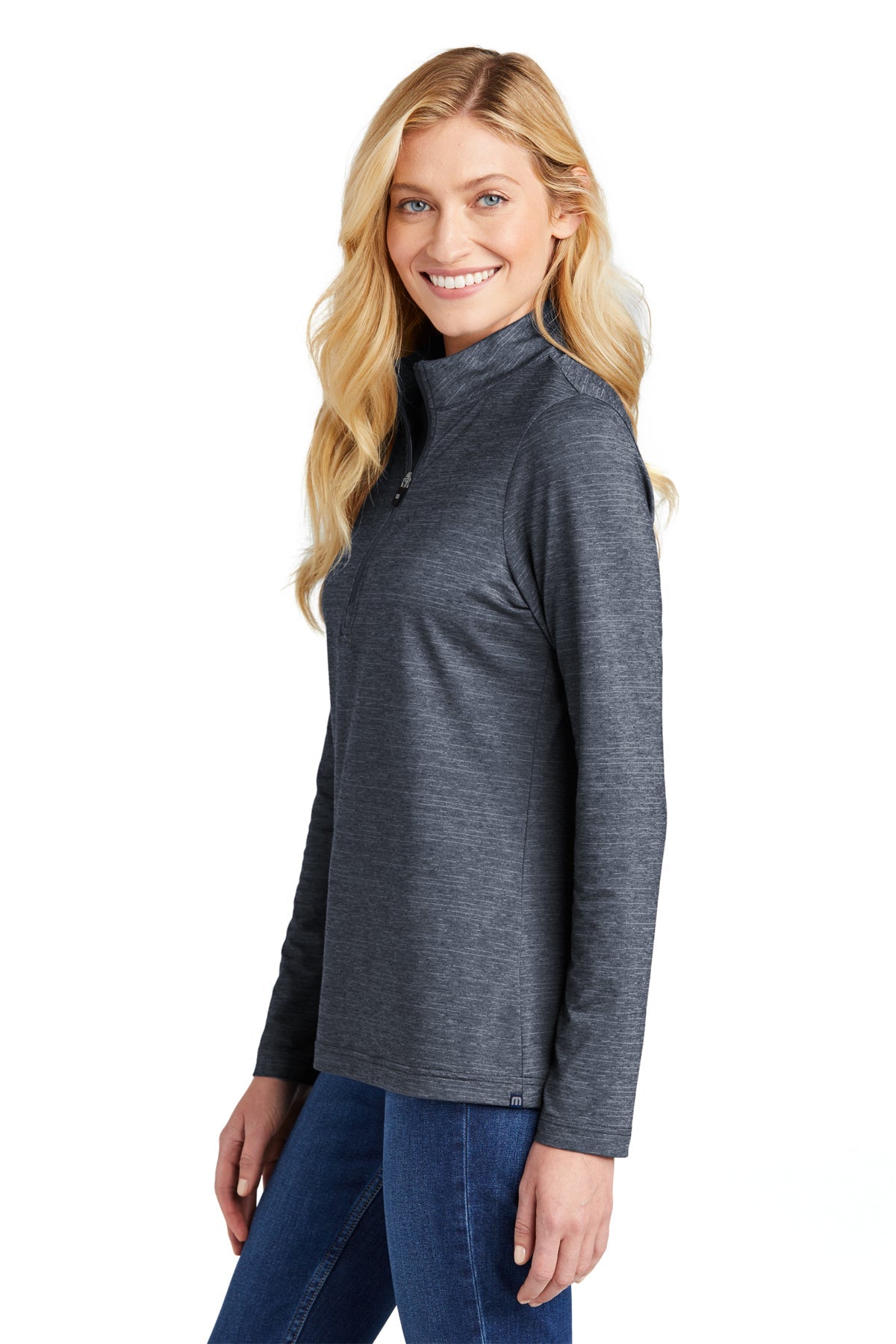 TravisMathew Ladies Crestview 1/4-Zip Vintage Indigo Heather [Horizontal Talent]