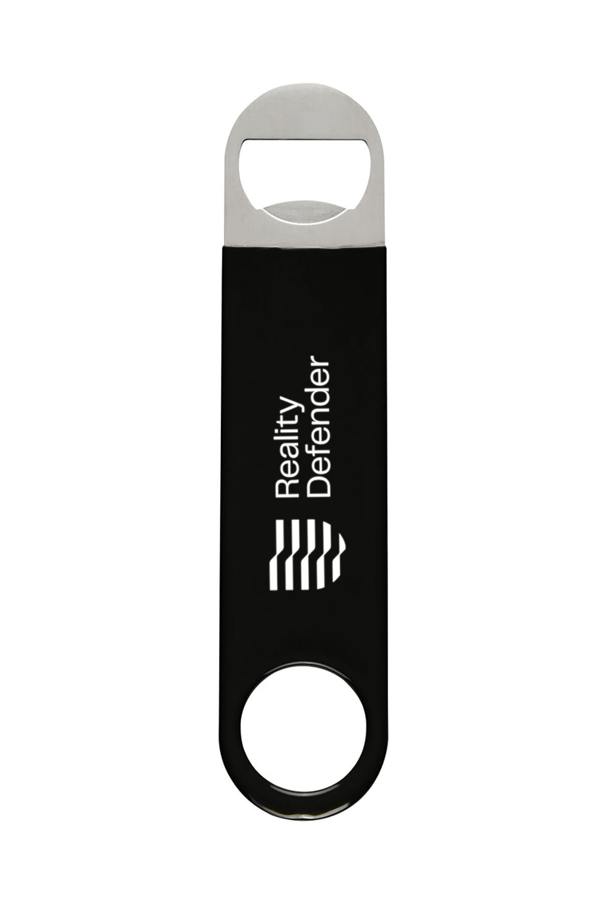 Large Vinyl Coated Stainless Steel Bottle Opener, Black [Reality Defender]