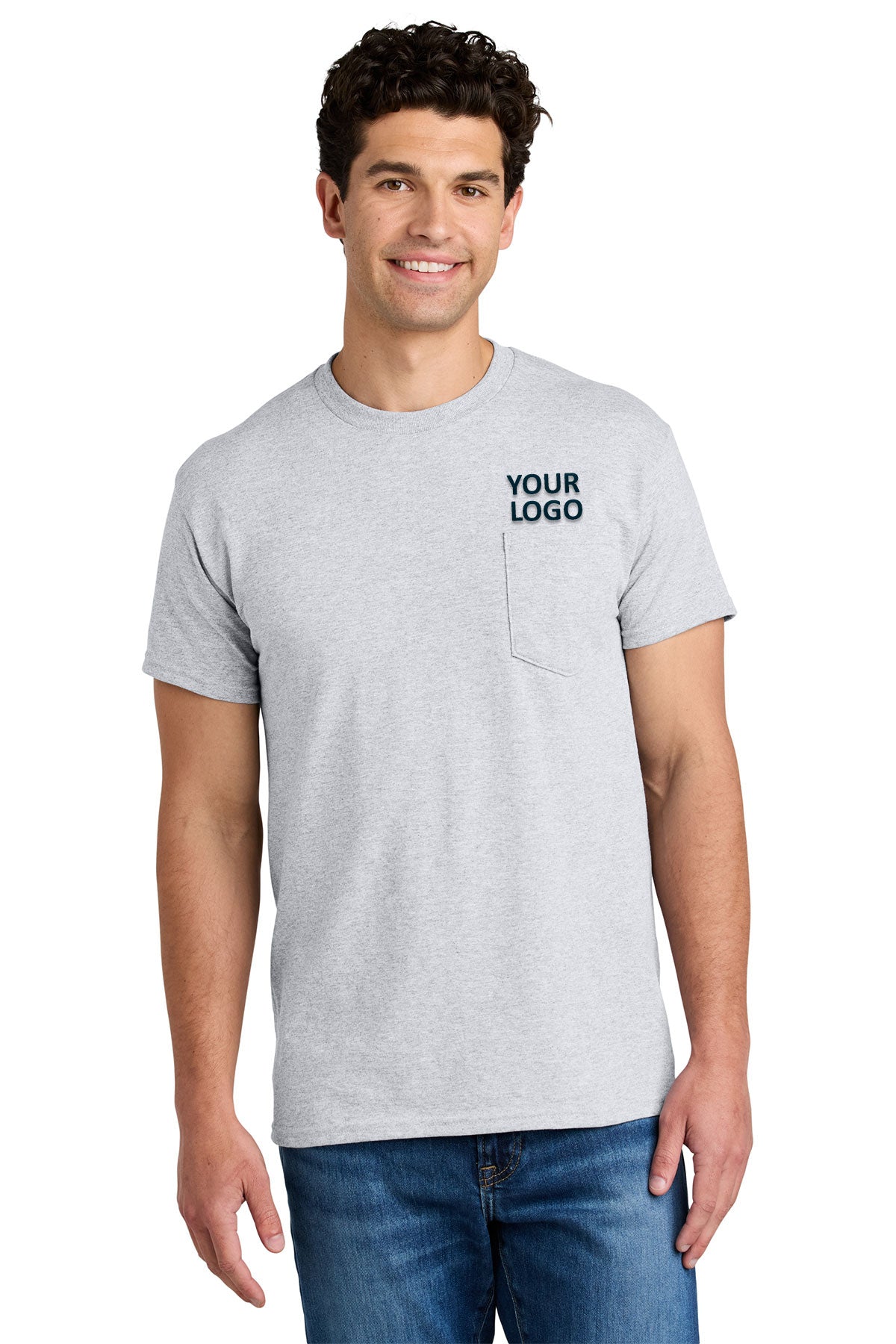 gildan dryblend cotton poly pocket t shirt 8300 ash grey