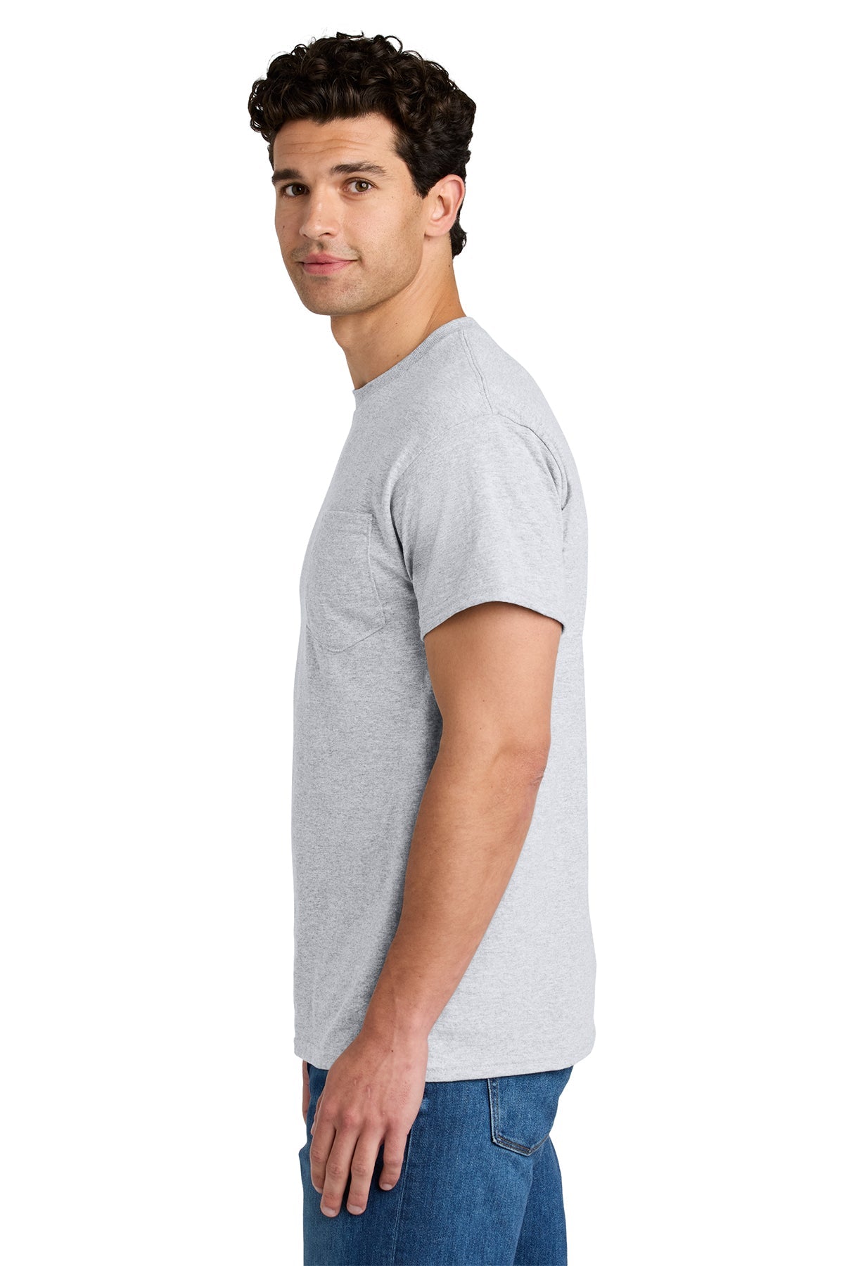 gildan dryblend cotton poly pocket t shirt 8300 ash grey