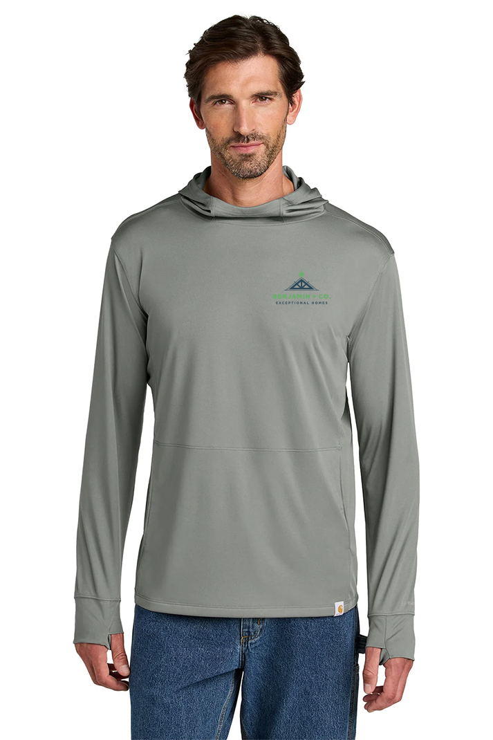 Carhartt Force Sun Defender Long Sleeve Hooded T-Shirt, Asphalt Grey [Benjamin and Company]