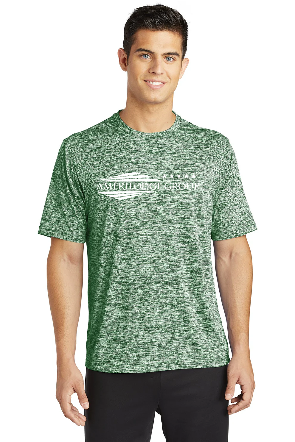Sport-Tek PosiCharge Electric Heather Tee, Forest Green Electric [AMERILODGE GROUP]