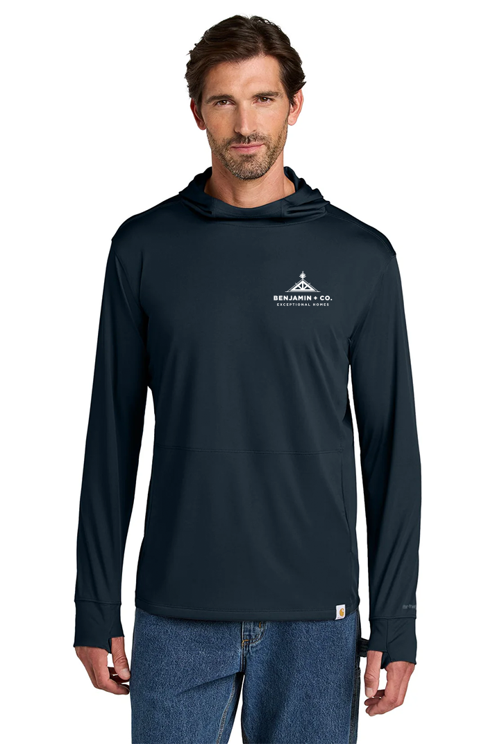 Carhartt Force Sun Defender Long Sleeve Hooded T-Shirt, Navy [Benjamin and Company]