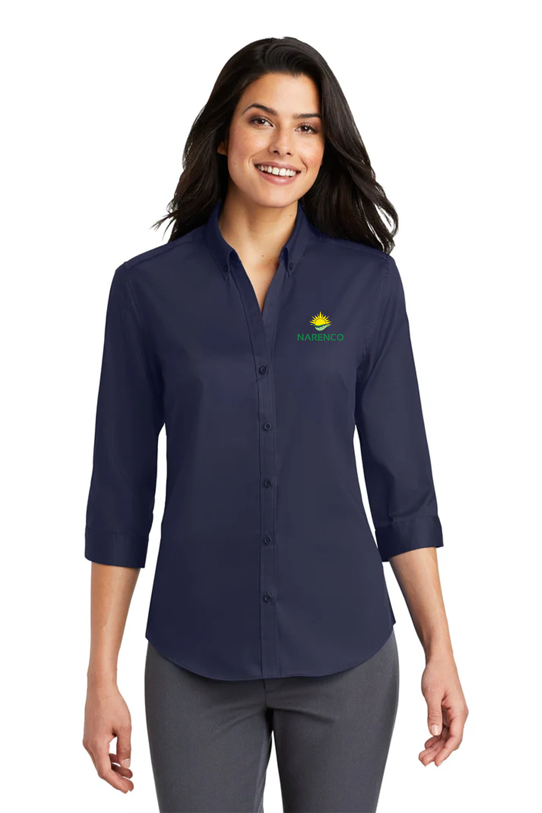 Port Authority Ladies 3/4-Sleeve SuperPro Twill Shirt, True Navy [NARENCO]