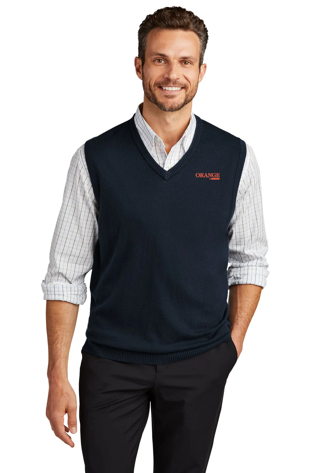 Port Authority Sweater Vest, Navy [Orange by Fooda]