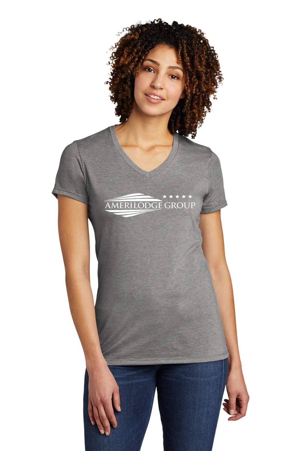 Allmade Women's Tri-Blend V-Neck Tee, Aluminum Grey [AMERILODGE GROUP]