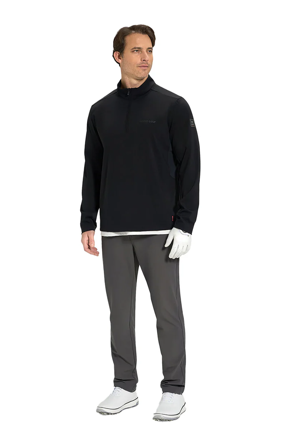 Ghost Golf 1/4 Zip Mock Jacket, Black [Executive Construction]