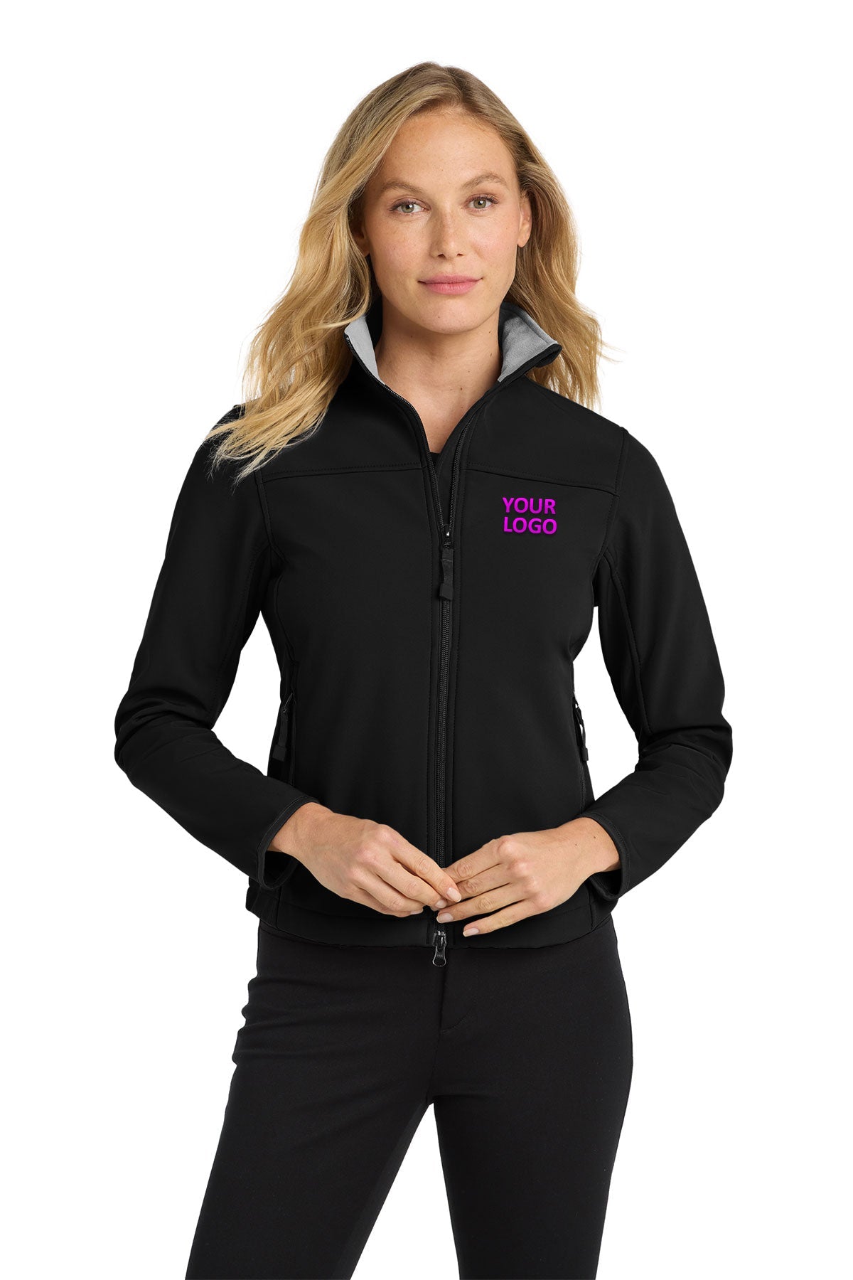 Port Authority Women's Glacier Soft Shell Custom Jackets, Black/ Chrome