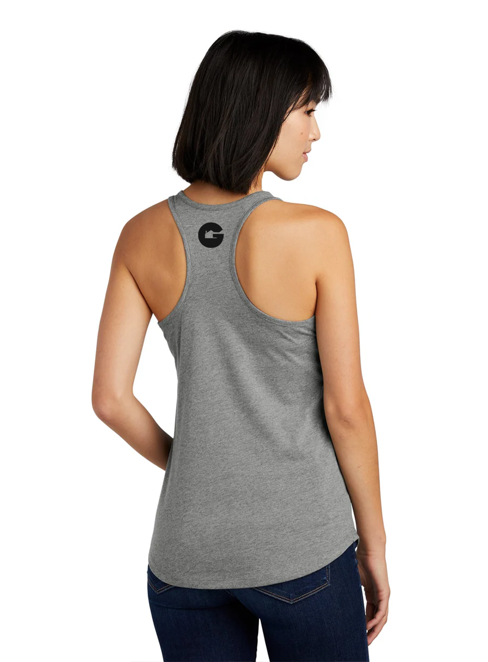 New Era Ladies Heritage Racerback Printed Tank, Shadow Grey Heather [Gershman Mortgage]