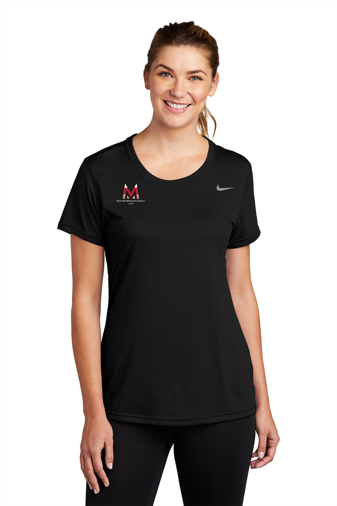 Nike Ladies Team rLegend Tee, Black [Milford Mining Company Utah]
