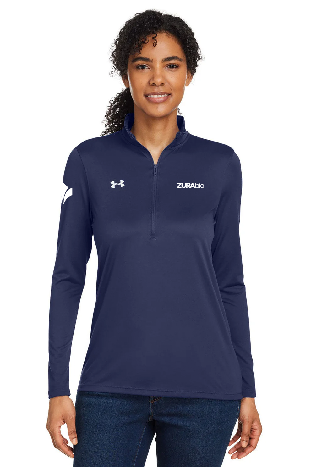 Under Armour Ladies Tech Half-Zip, Navy [Zura Bio]