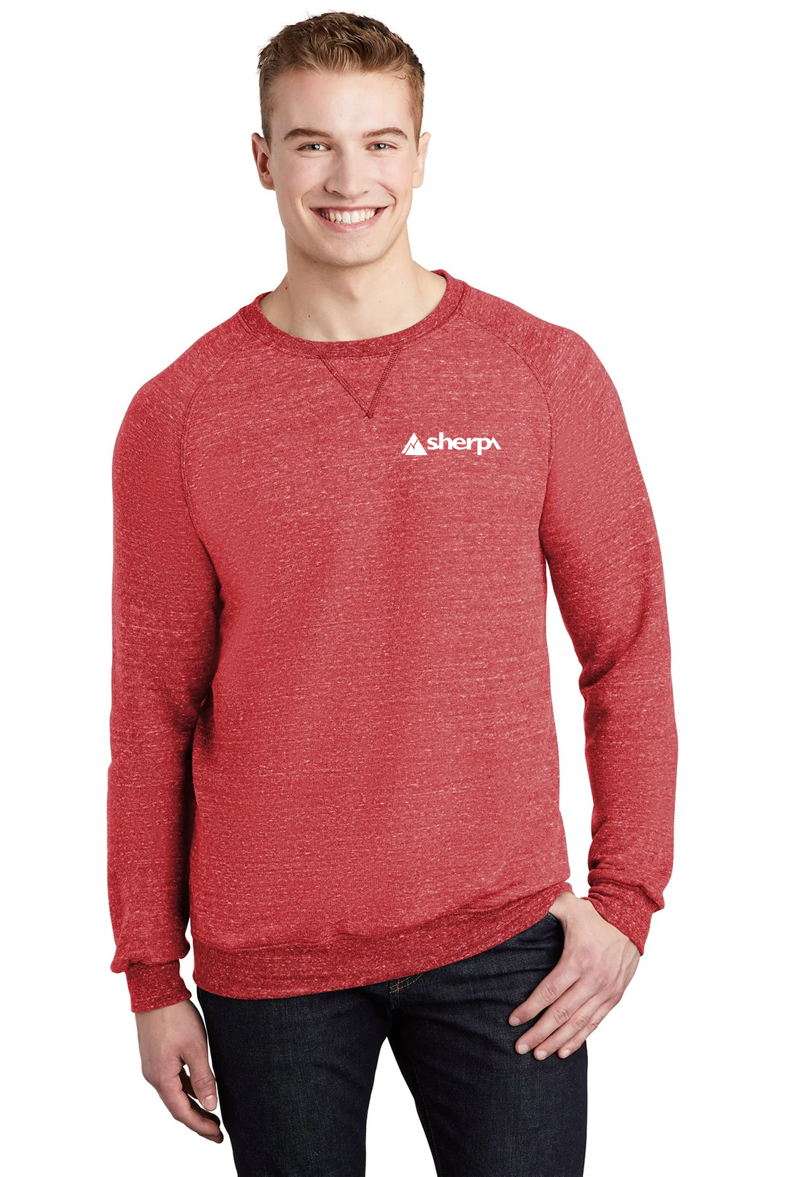 Jerzees Snow Heather French Terry Raglan Crew, Red [Sherpa LLC]