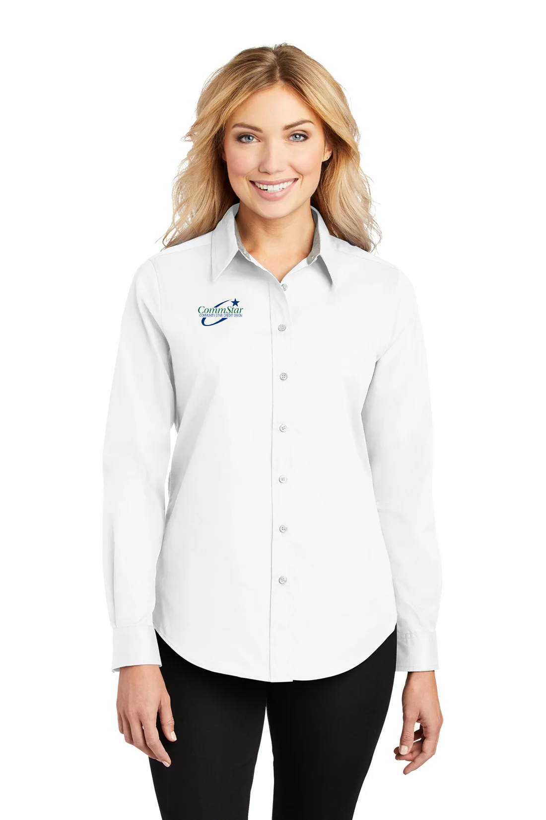 Port Authority Ladies Easy Care Shirt, White/ Light Stone [CommStar Credit Union]