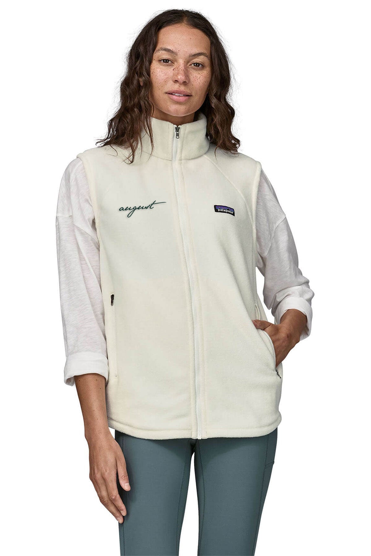 Patagonia Womens Classic Microdini Custom Vests, Birch White [August Grooming]