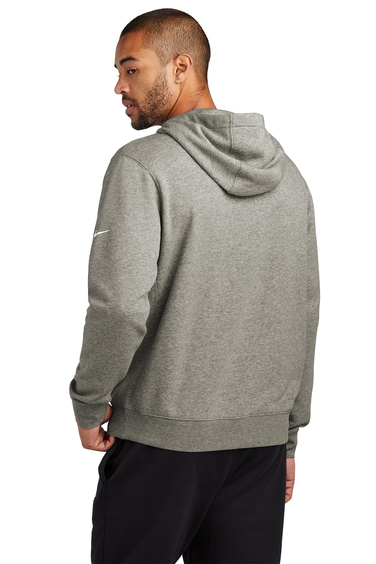 Nike Club Swoosh Customized Hoodies, Dark Grey Heather [Real8 Group]