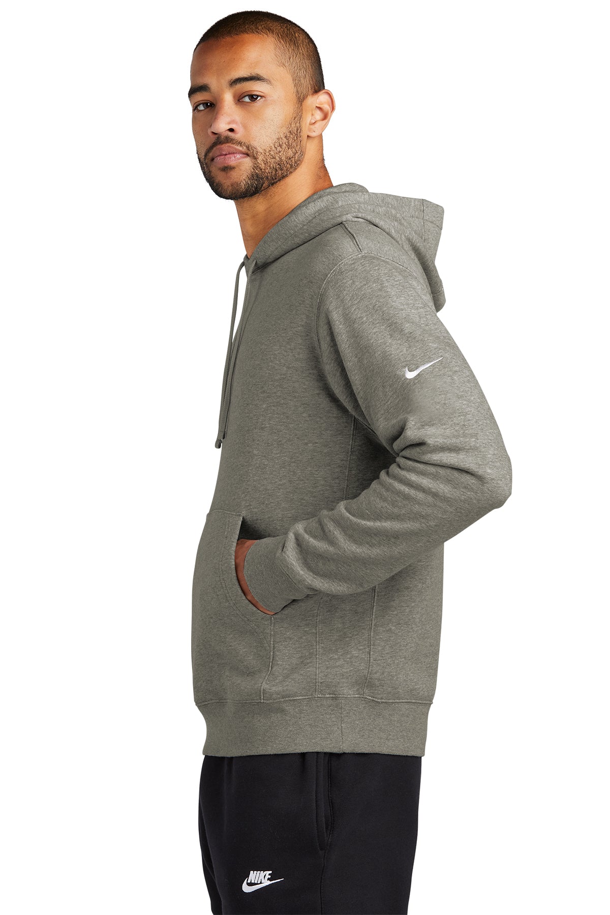 Nike Club Swoosh Customized Hoodies, Dark Grey Heather [Real8 Group]