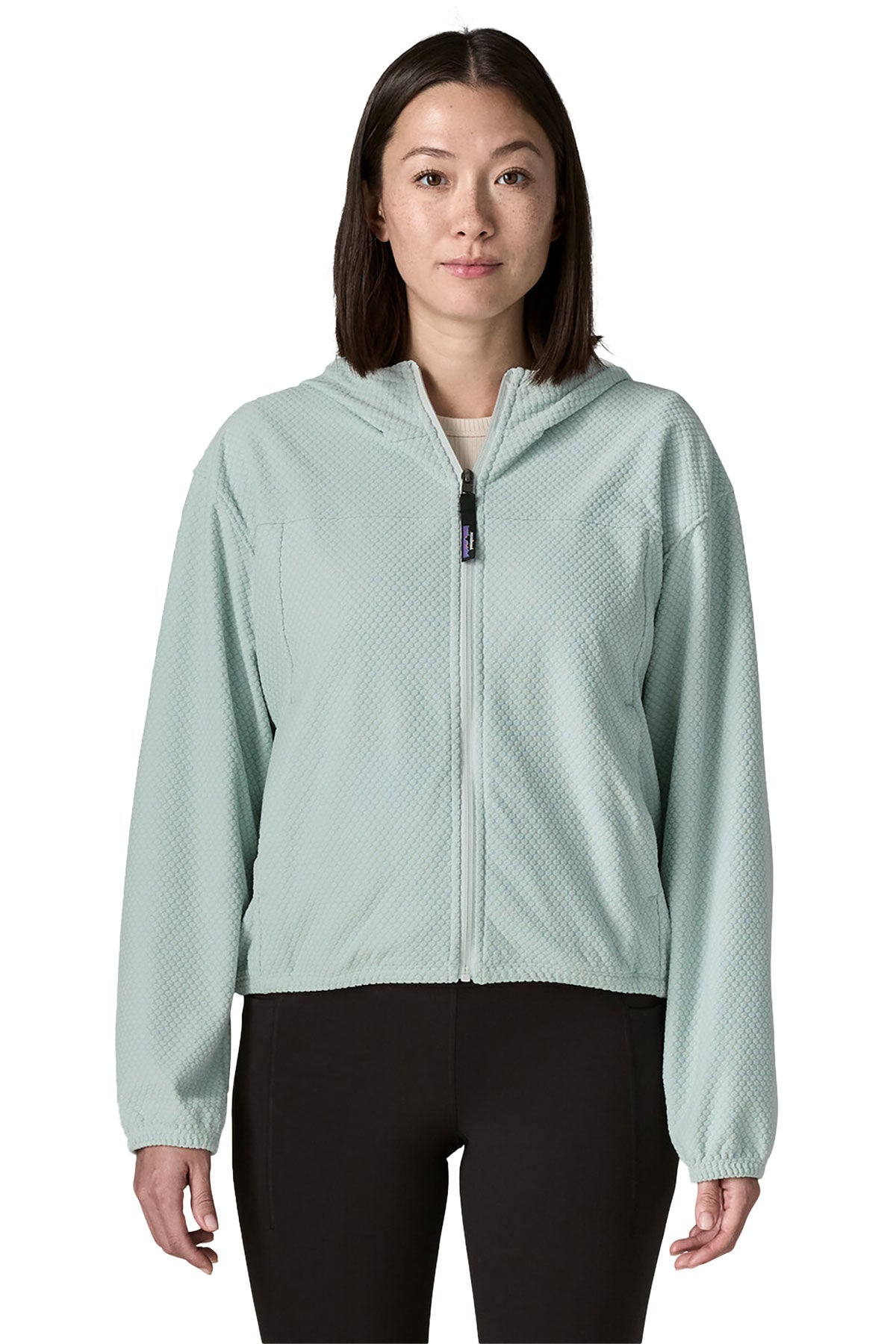 Patagonia Women's Textured Custom Fleece Hoodys Jackets, Virtually Blue