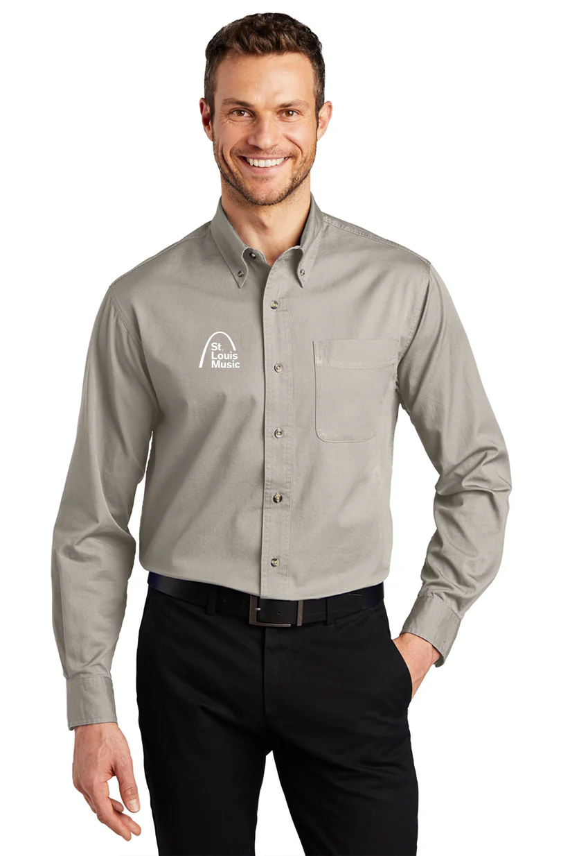 Port Authority Long Sleeve Twill Shirt, Stone [St Louis Music]