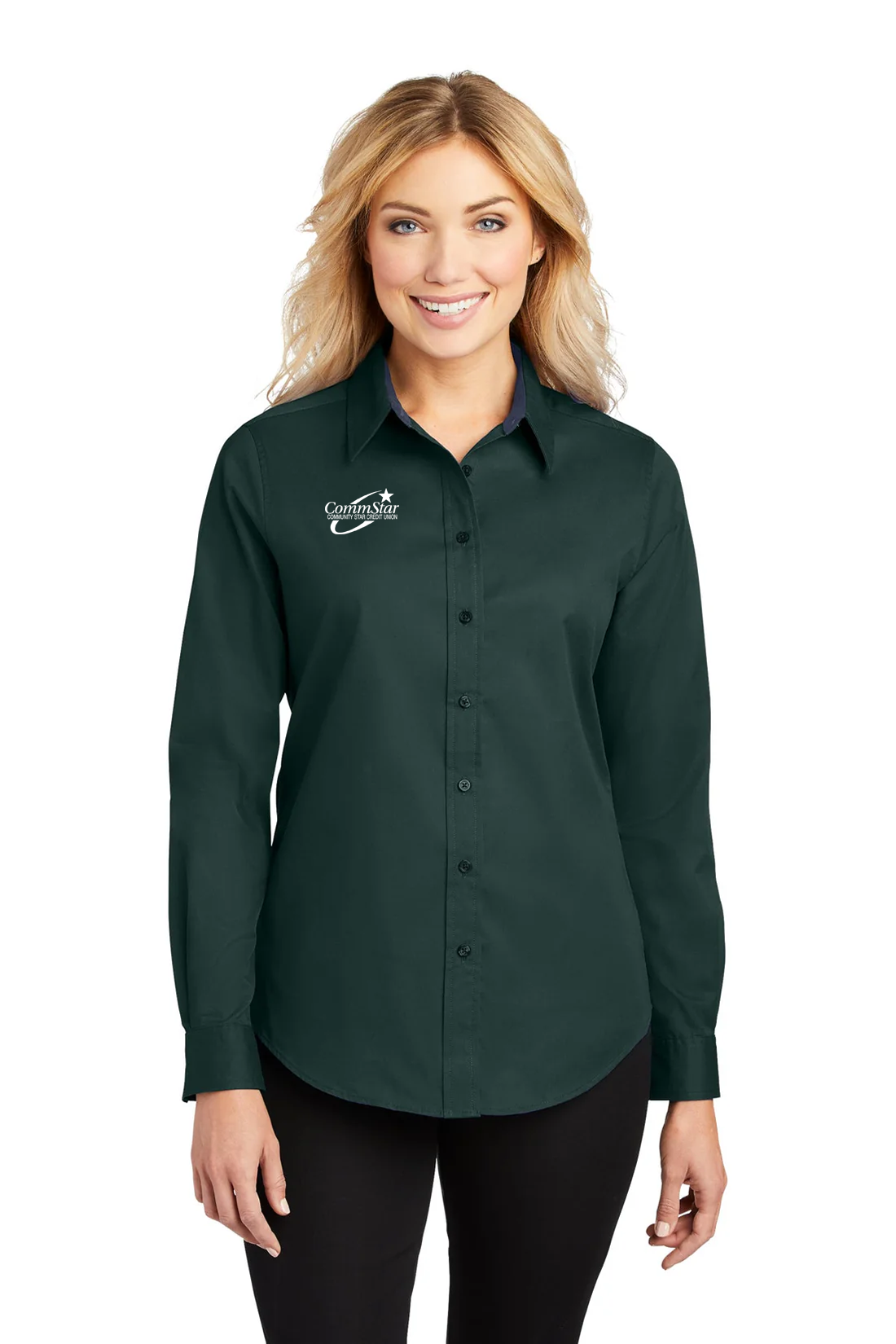 Port Authority Ladies Easy Care Shirt, Dark Green/Navy [CommStar Credit Union]