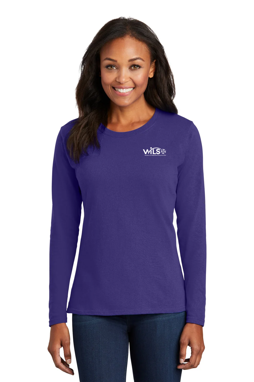Port & Company Ladies Long Sleeve Core Cotton Tee, Purple [WILS]