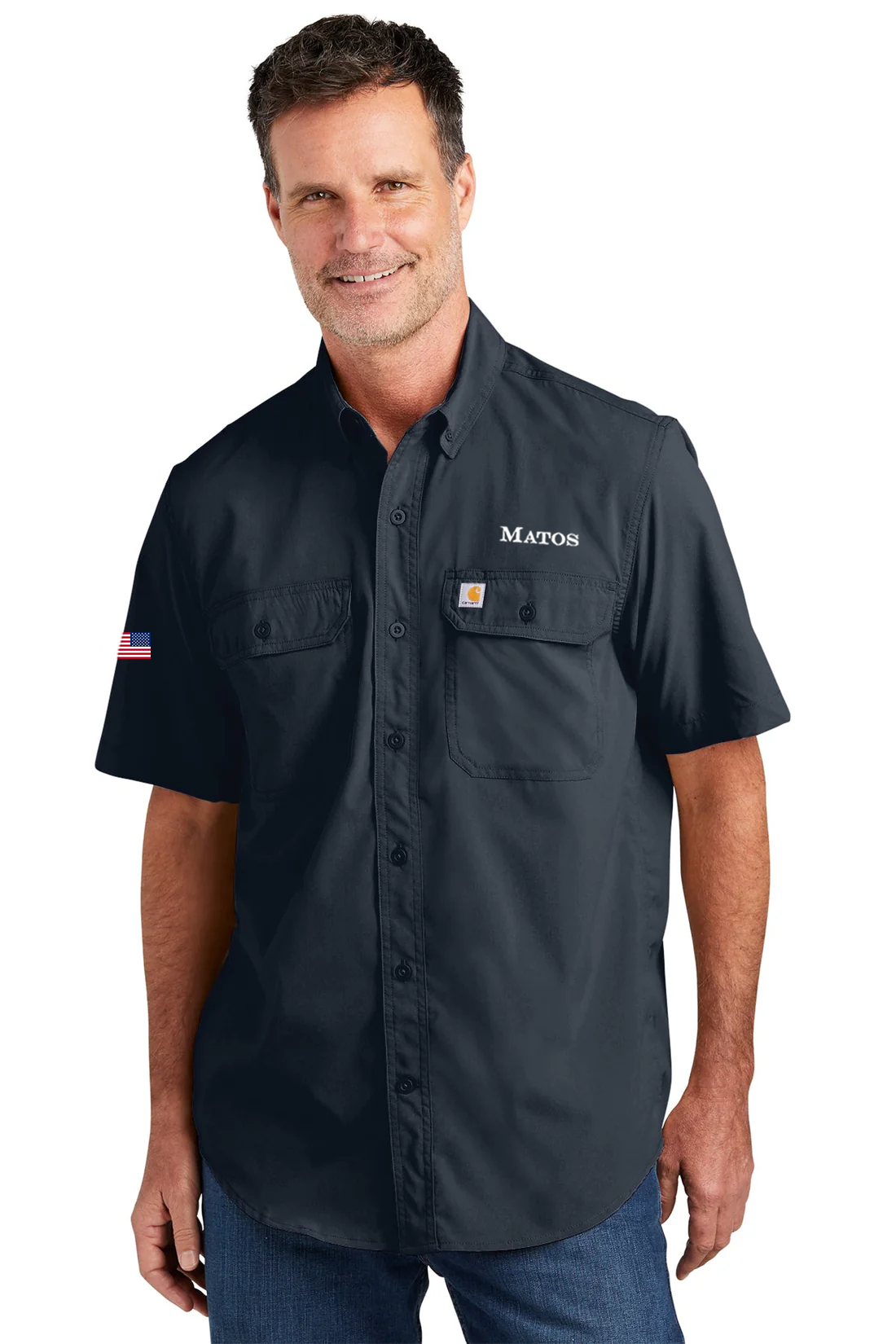 Carhartt Force Solid Shirt, Navy [Matos Builders]