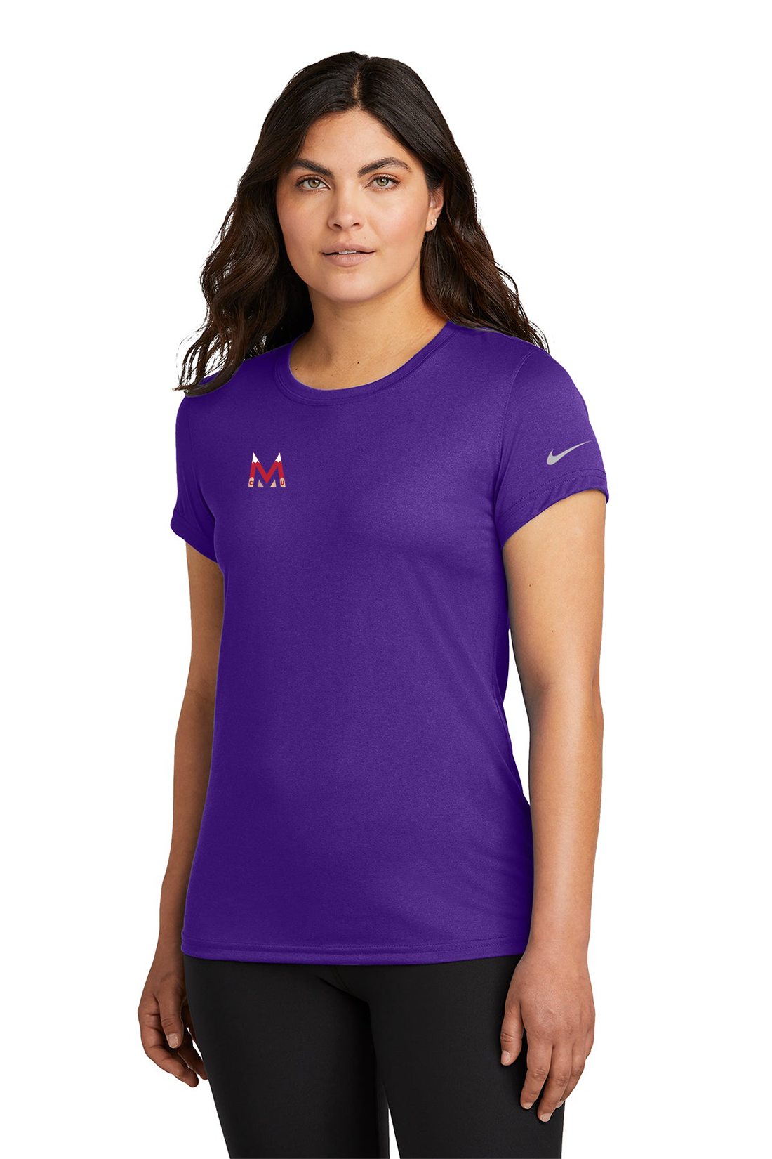 Nike Ladies Swoosh Sleeve rLegend Tee, Court Purple [Milford Mining Company Utah]