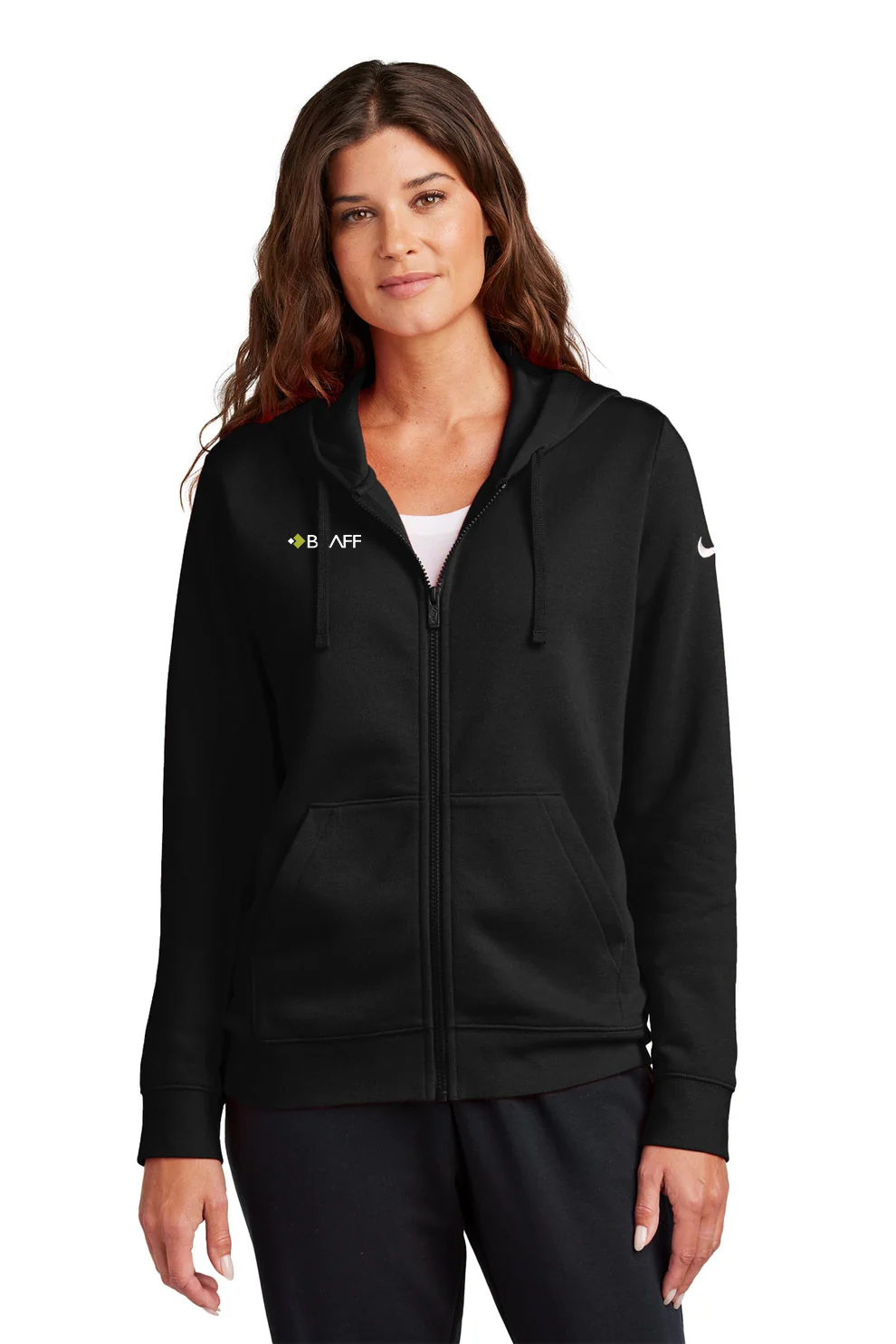 Nike Ladies Club Fleece Full-Zip Hoodie, Black [The Braff Group]