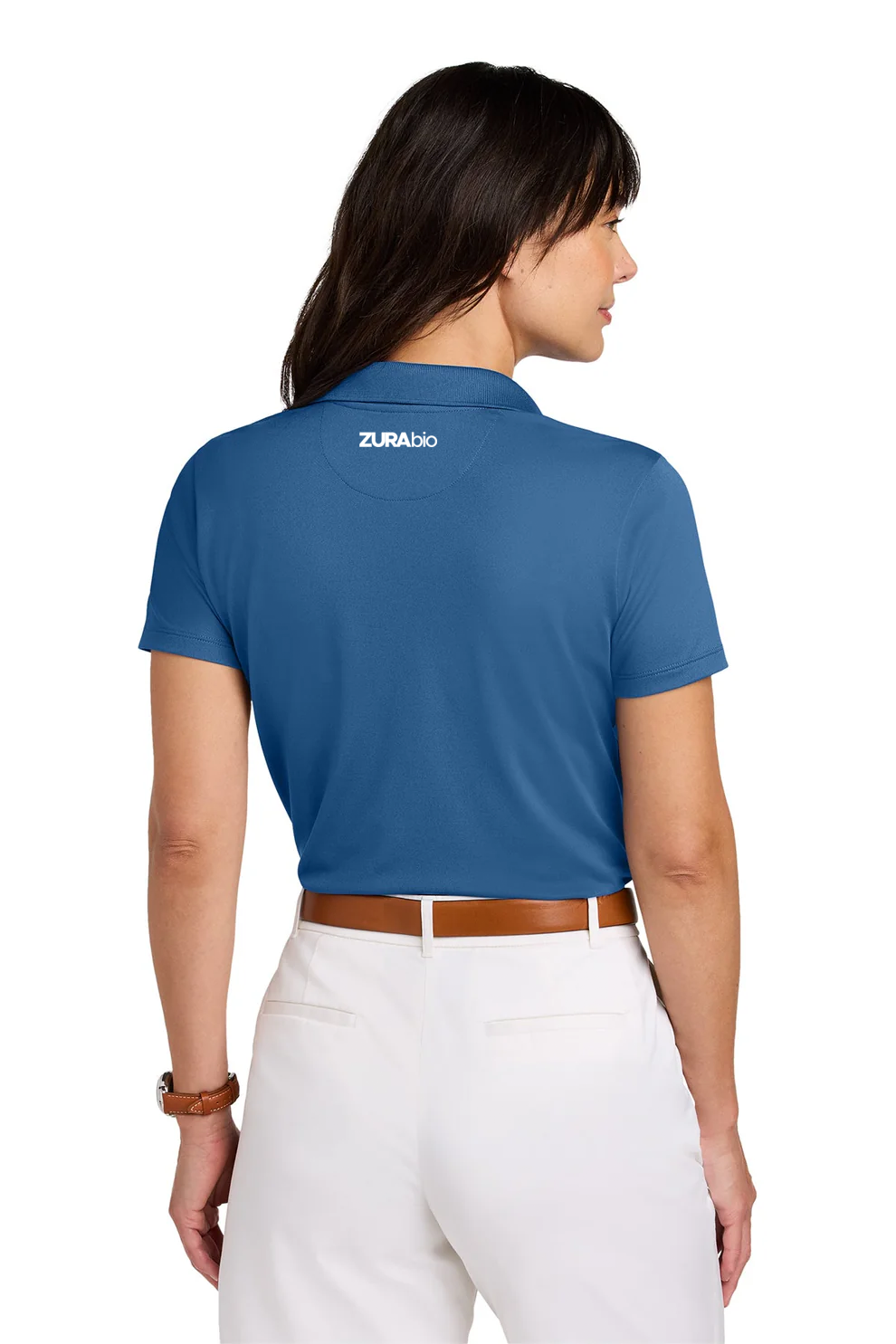 Brooks Brothers Womens Mesh Pique Performance Polo, Charter Blue [Zura Bio]