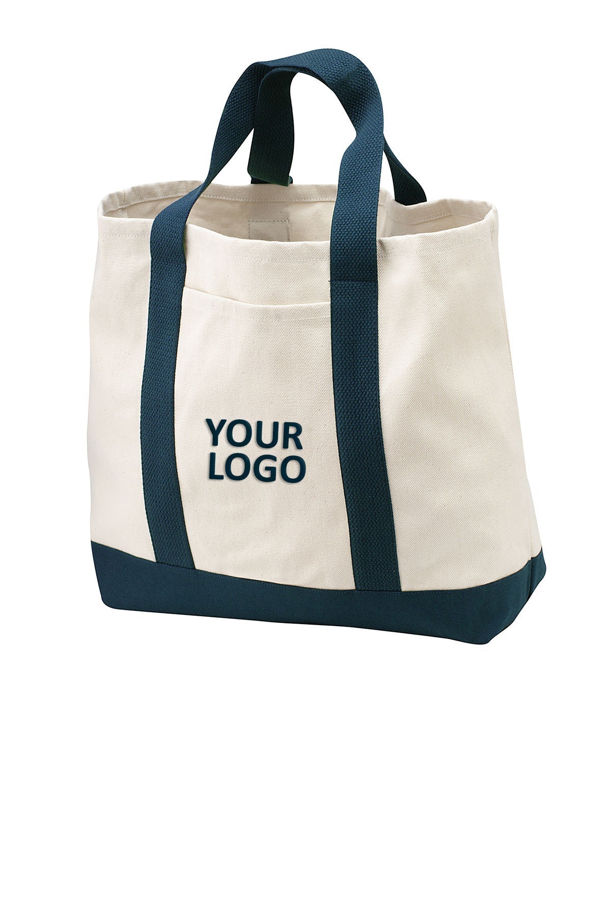 Port Authority - Two-Tone Custom Shopping Tote, Natural/Navy [Olive Crest]
