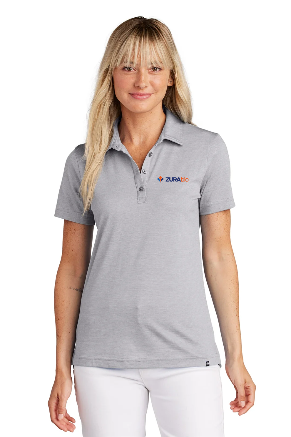 TravisMathew Ladies Sunnyvale Customized Polos, Light Grey Heather [Zura Bio]