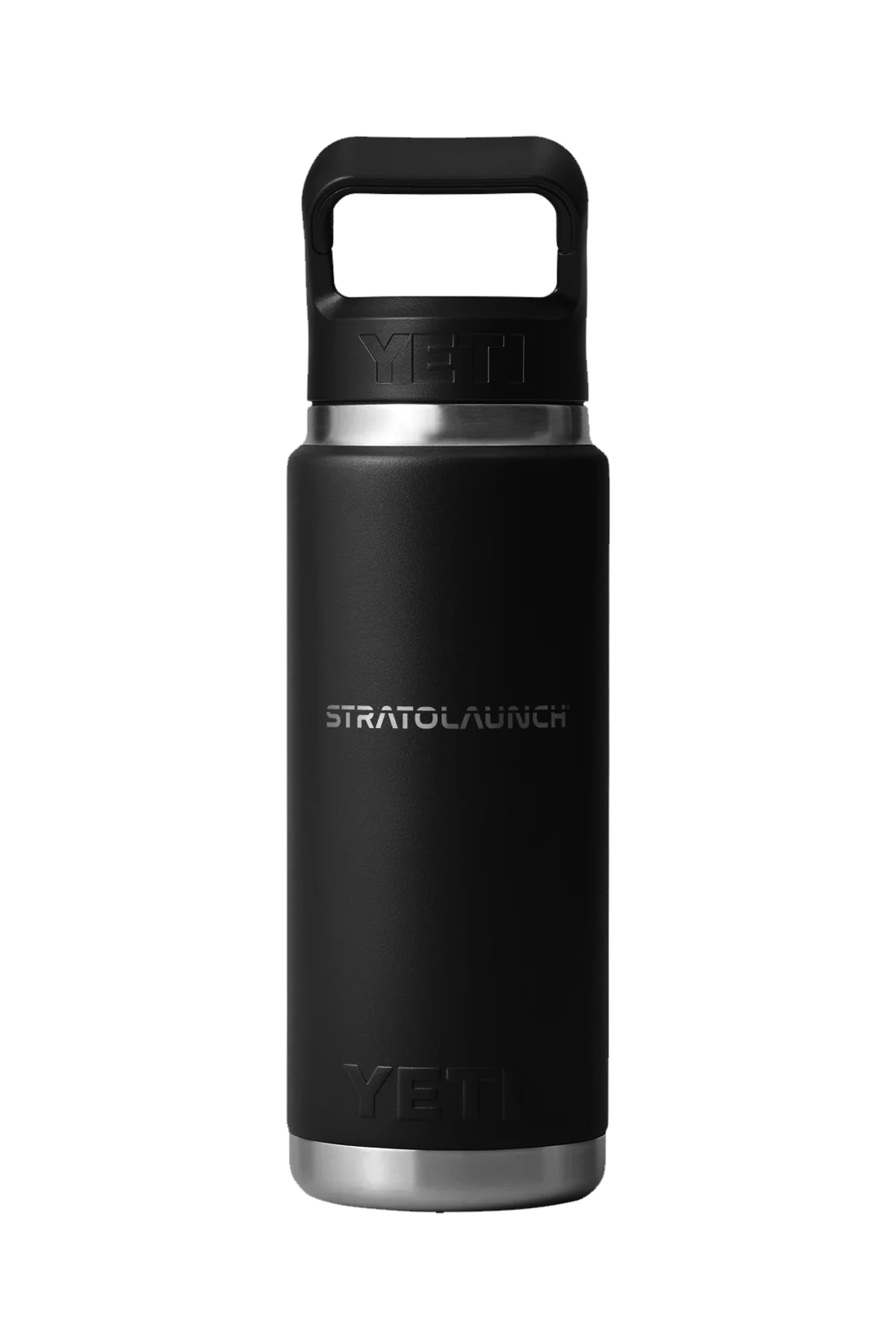 Yeti Rambler 26 Oz Custom Water Bottles With Straw Cap, Black [Stratolaunch]