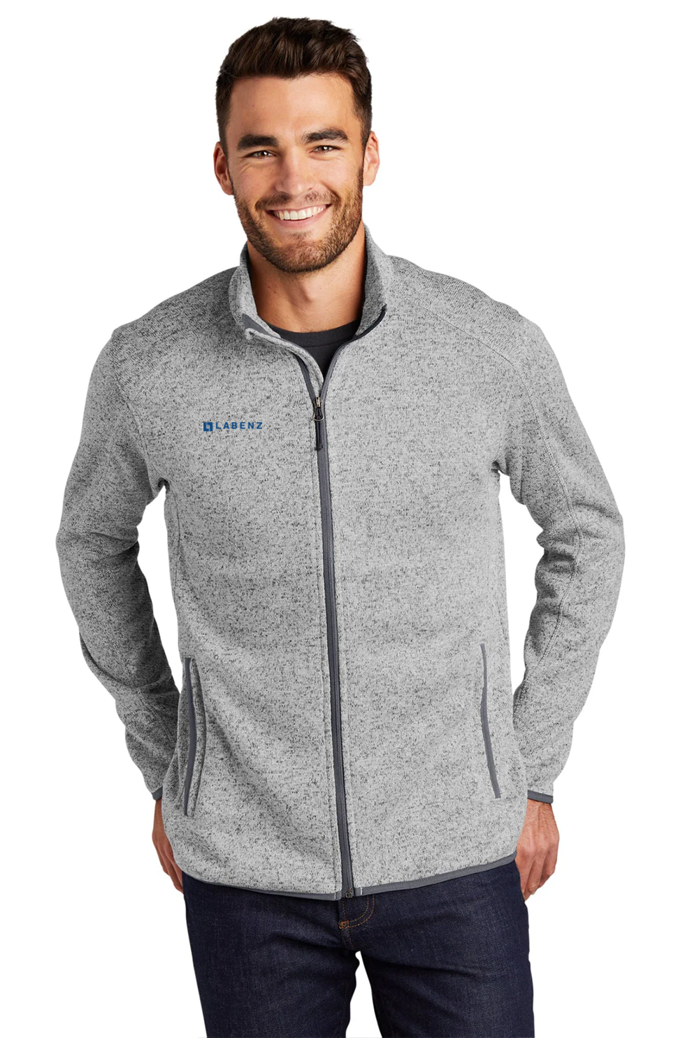 Port Authority Sweater Fleece Jacket, Grey Heather [Labenz & Associates]
