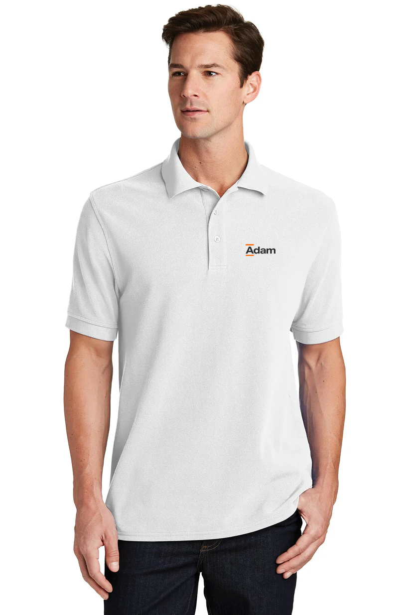 Port & Company Ring Spun Customized Polos, White [Adam Equipment]